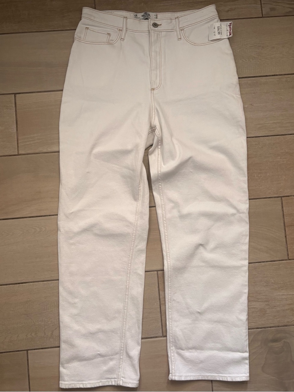 Hollister Cream Women’s Curvy Ultra-High Rise Dad Jeans Size 13R - New